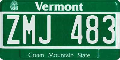 VT license plate ZMJ483