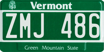VT license plate ZMJ486