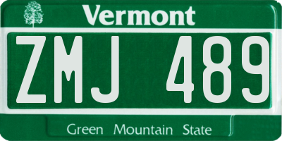 VT license plate ZMJ489
