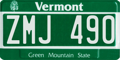 VT license plate ZMJ490