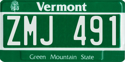 VT license plate ZMJ491