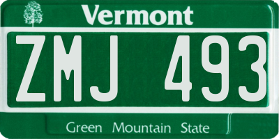 VT license plate ZMJ493