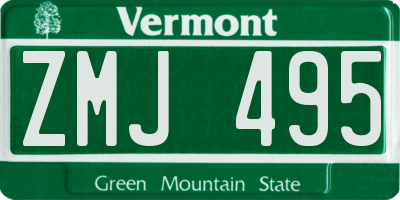 VT license plate ZMJ495