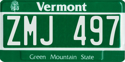 VT license plate ZMJ497