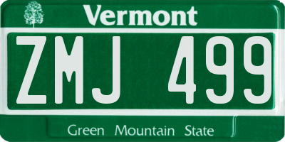 VT license plate ZMJ499