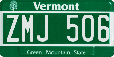 VT license plate ZMJ506