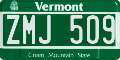 VT license plate ZMJ509