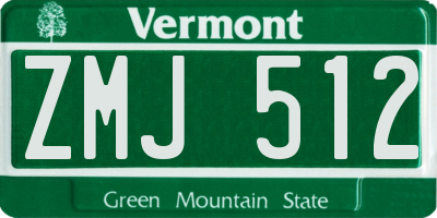 VT license plate ZMJ512