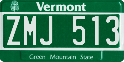 VT license plate ZMJ513