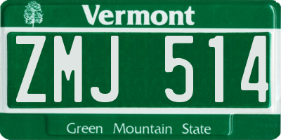 VT license plate ZMJ514