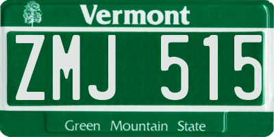 VT license plate ZMJ515