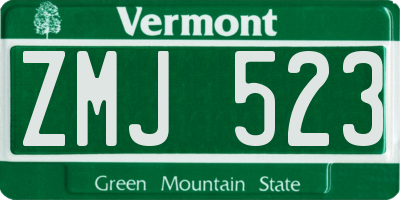 VT license plate ZMJ523