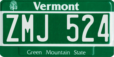 VT license plate ZMJ524