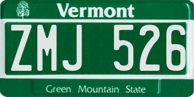 VT license plate ZMJ526