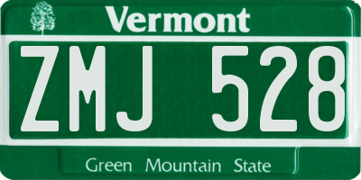 VT license plate ZMJ528