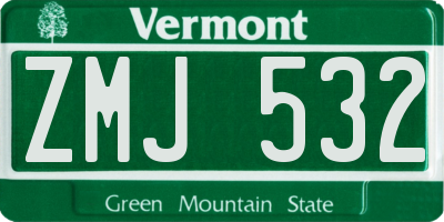 VT license plate ZMJ532