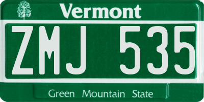 VT license plate ZMJ535