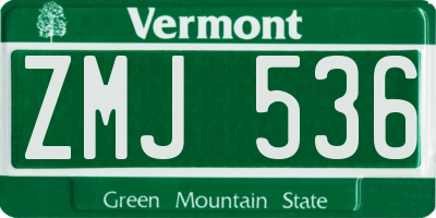 VT license plate ZMJ536