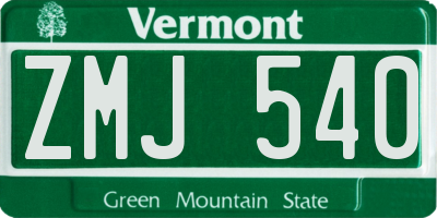 VT license plate ZMJ540