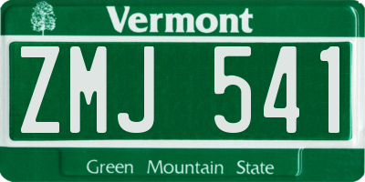VT license plate ZMJ541