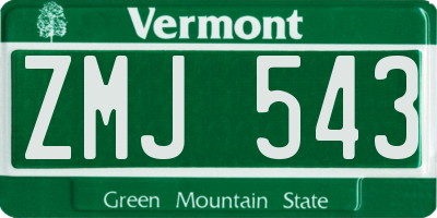 VT license plate ZMJ543
