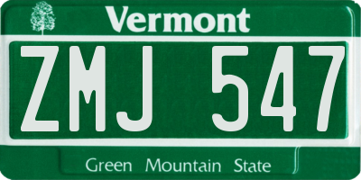 VT license plate ZMJ547