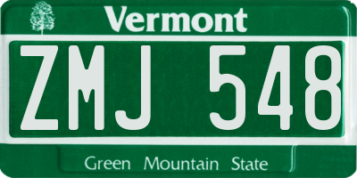VT license plate ZMJ548