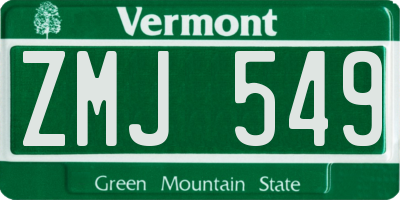 VT license plate ZMJ549