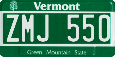 VT license plate ZMJ550