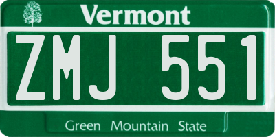 VT license plate ZMJ551