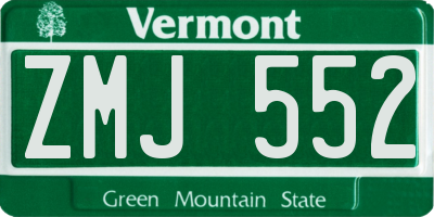 VT license plate ZMJ552