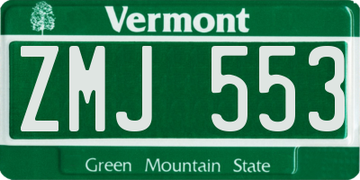 VT license plate ZMJ553