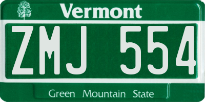 VT license plate ZMJ554