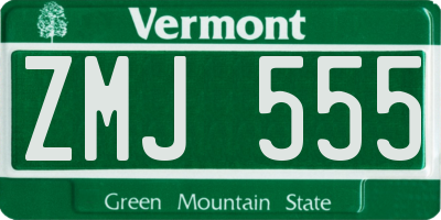 VT license plate ZMJ555