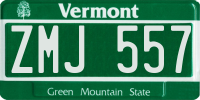 VT license plate ZMJ557