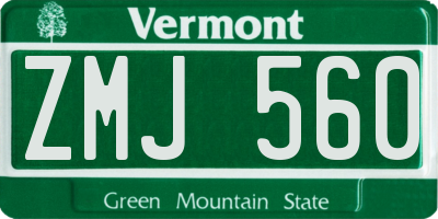 VT license plate ZMJ560