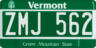 VT license plate ZMJ562