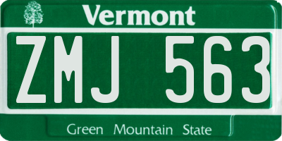 VT license plate ZMJ563