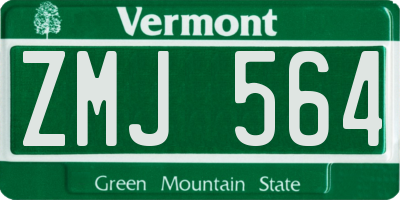 VT license plate ZMJ564