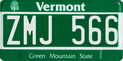 VT license plate ZMJ566