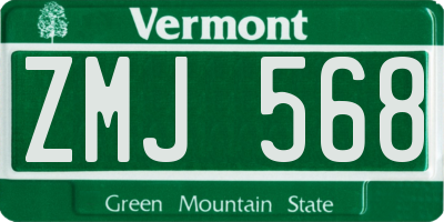 VT license plate ZMJ568