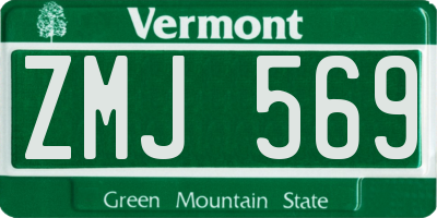 VT license plate ZMJ569
