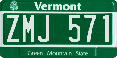 VT license plate ZMJ571