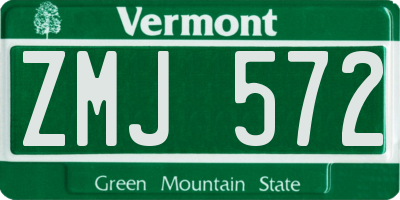 VT license plate ZMJ572