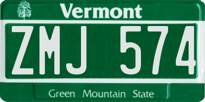 VT license plate ZMJ574