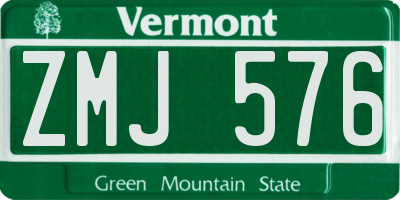 VT license plate ZMJ576