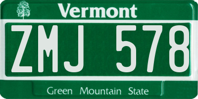 VT license plate ZMJ578