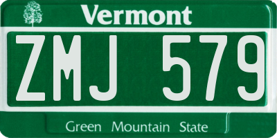 VT license plate ZMJ579