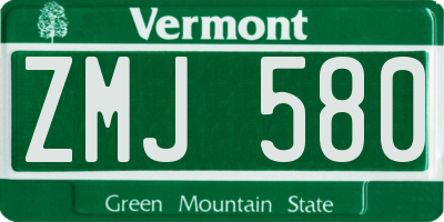 VT license plate ZMJ580