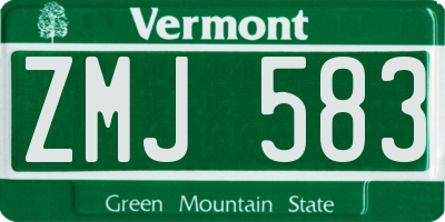 VT license plate ZMJ583